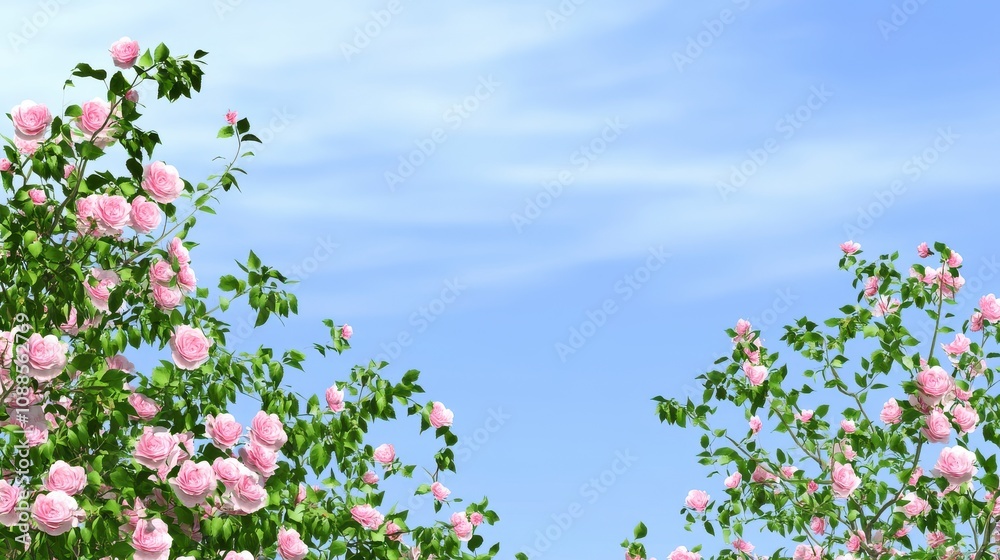Pink Roses Against a Clear Sky Pink Roses Against a Clear Sky