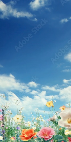 Vibrant Flowers Under a Cloudy Sky