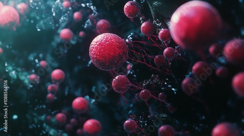 Cluster of Spherical Bacteria Magnified Under a Microscope photo