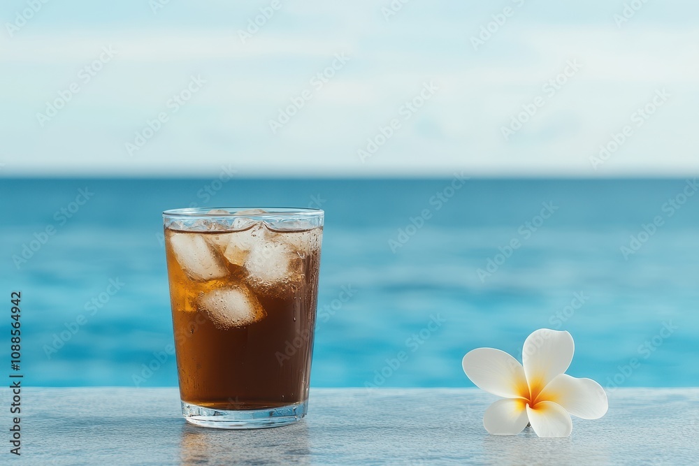 Enjoying a refreshing breeze with a soothing iced coffee on a warm summer day. Enjoying a refreshing breeze with a soothing iced coffee on a warm summer day.