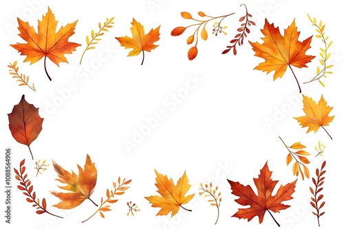 Minimalist Thanksgiving frame with autumn elements for seasonal decor and greetings. Elegant fall border design in simple, clean style for festive presentations. 