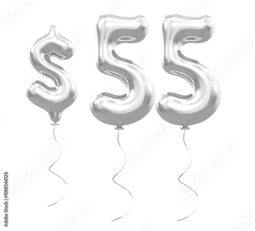 55 Dollar Balloon Silver  photo