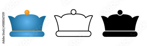 Vector illustration of Crown in color, outline and fill on transparent background