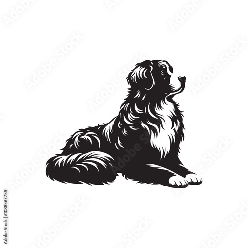 Bernese Mountain Dog Vector - Minimalist Bernese Mountain Dog Silhouette - Illustration of Bernese Mountain Dog.