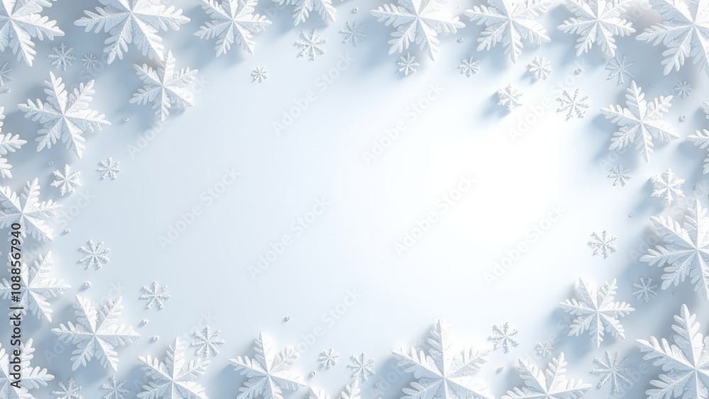 A white background with snowflakes scattered around it A white background with snowflakes scattered around it