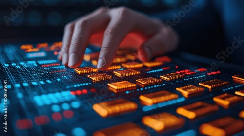 Businessman analyzing gold bars on digital graph screen for investment strategies