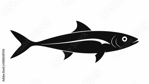 Milkfish fish vector silhouette black illustration on white background