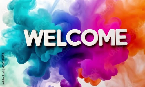 Colorful welcome animation with the word 