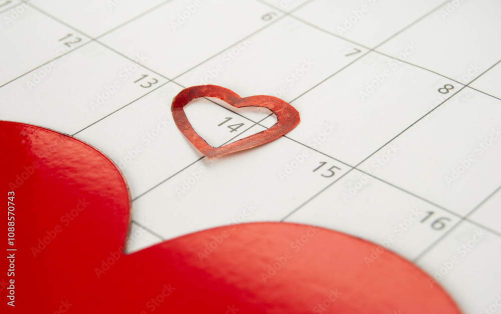 Fototapeta premium Concept photo of a marked February 14th, celebrating romance and special moments.