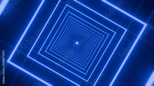 Squares Shiny Tunnel with Rotation VJ Loop 4K - Blue Music Background Animation Perfect for VJ loops, music videos, event backdrops, and digital art projects, this seamless 4K video adds elegance