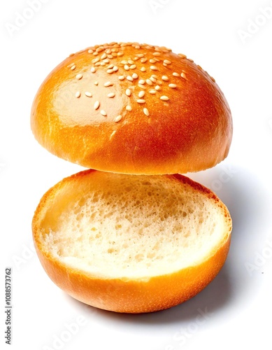 A freshly baked sesame seed bun, perfect for burgers and sandwiches. photo