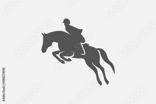 Horse rider race silhouette symbol or logo vector