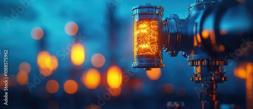 Fototapeta Naklejka Na Ścianę i Meble -  Gas detection device actively monitoring hazardous gases to ensure workplace safety copy space, safety monitor, futuristic, Composite, refinery backdrop