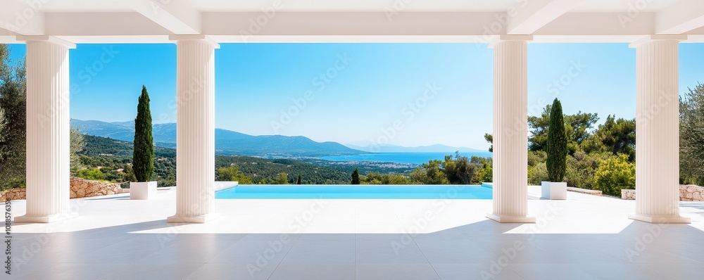 Timeless elegance of Greek columns showcasing minimalist aesthetics in a serene architectural setting. Timeless elegance of Greek columns showcasing minimalist aesthetics in a serene architectural setting.