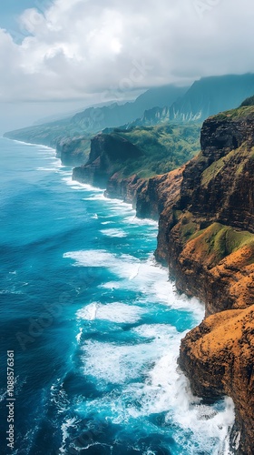 Visual storytelling photography narrative, Coastal Cliffs and Ocean Waves Scenic View photo