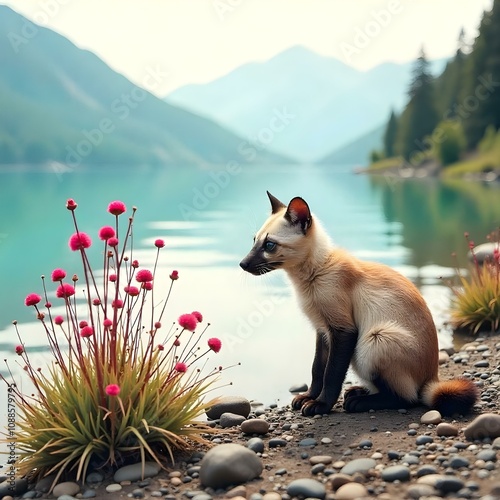 civet cat with beautiful view photo