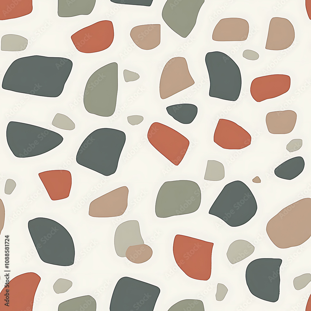 Abstract geometric pattern featuring colorful shapes on a light background designed for interior decor