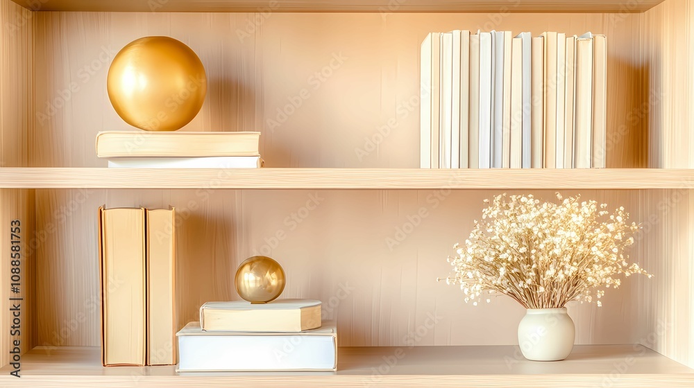 Custom Wooden Bookshelf Filled with Books in a Cozy Living Room