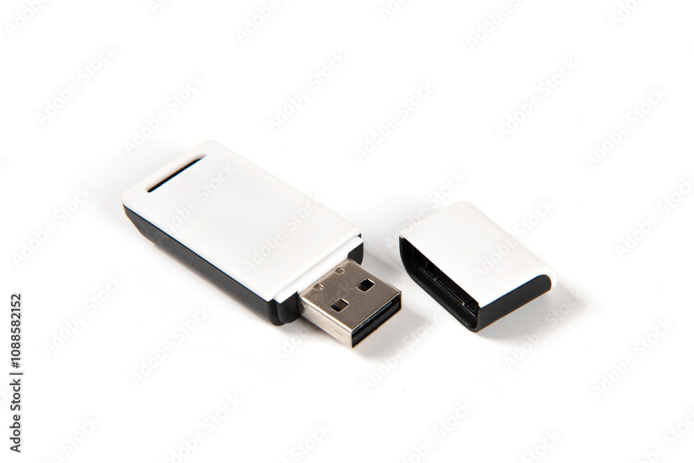 White usb flash drive isolated on the white background White usb flash drive isolated on the white background