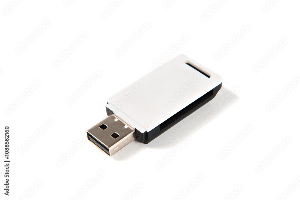 White usb flash drive isolated on the white background White usb flash drive isolated on the white background