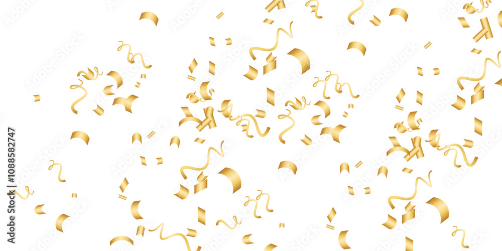 Luxury vector Golden confetti isolated on white background. Scatter gradient with gold confetti on dark backdrop. Glamour falling glitter. New year wallpaper .brochure template. Cover texture design.