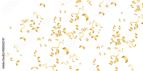 Luxury vector Golden confetti isolated on white background. Scatter gradient with gold confetti on dark backdrop. Glamour falling glitter. New year wallpaper .brochure template. Cover texture design.