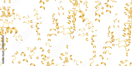 Luxury vector Golden confetti isolated on white background. Scatter gradient with gold confetti on dark backdrop. Glamour falling glitter. New year wallpaper .brochure template. Cover texture design.