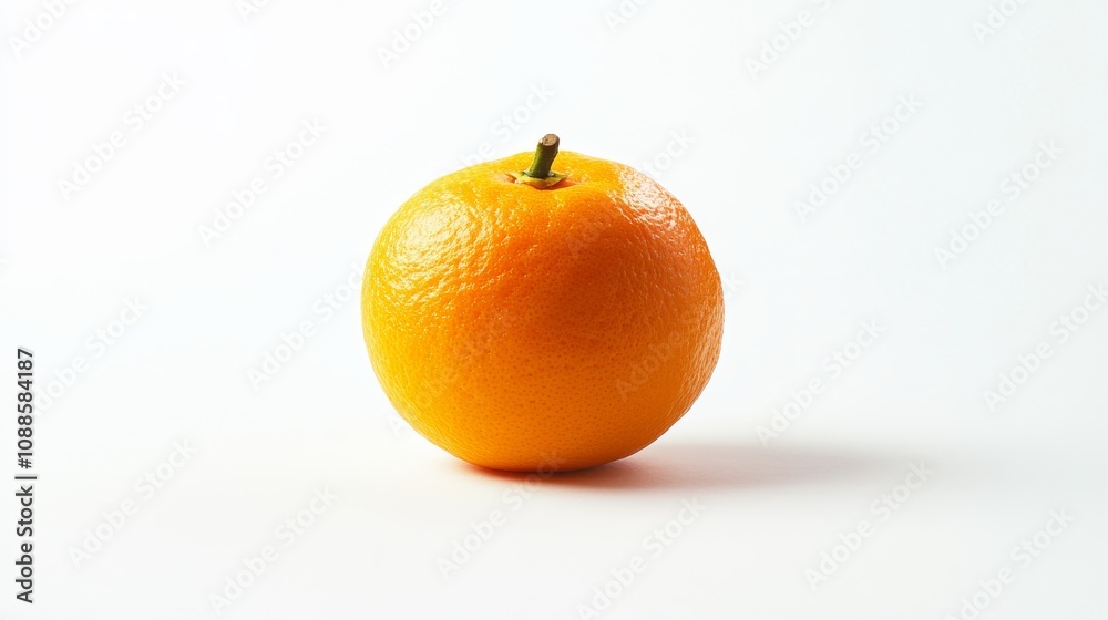 A single, ripe tangerine with its smooth, bright orange skin and slightly flattened shape A single, ripe tangerine with its smooth, bright orange skin and slightly flattened shape
