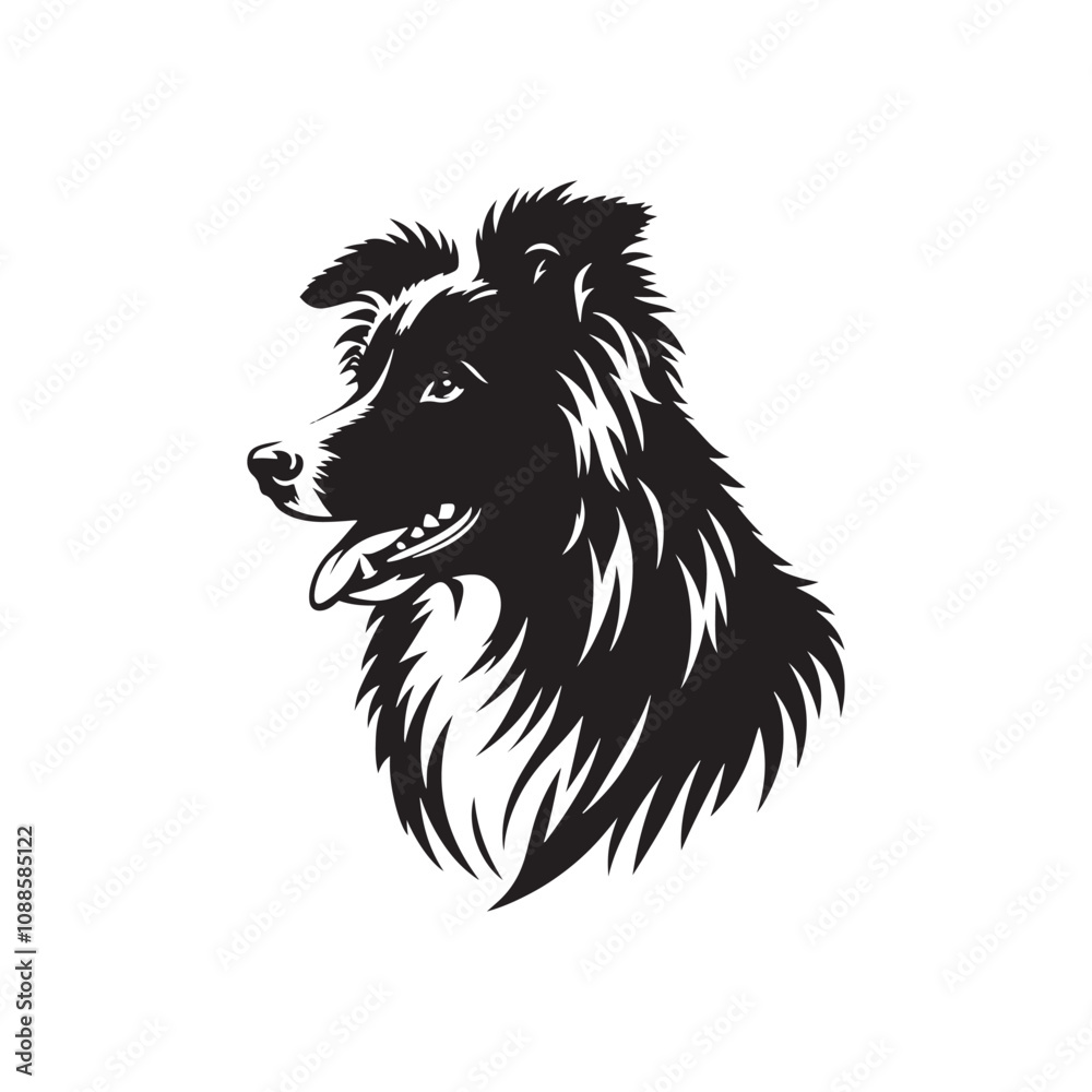 Fototapeta premium Border Collie Silhouette - Border Collie Vector - Border Collie Dog Illustration.