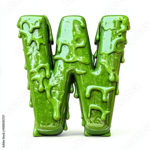 A green, gooey letter 