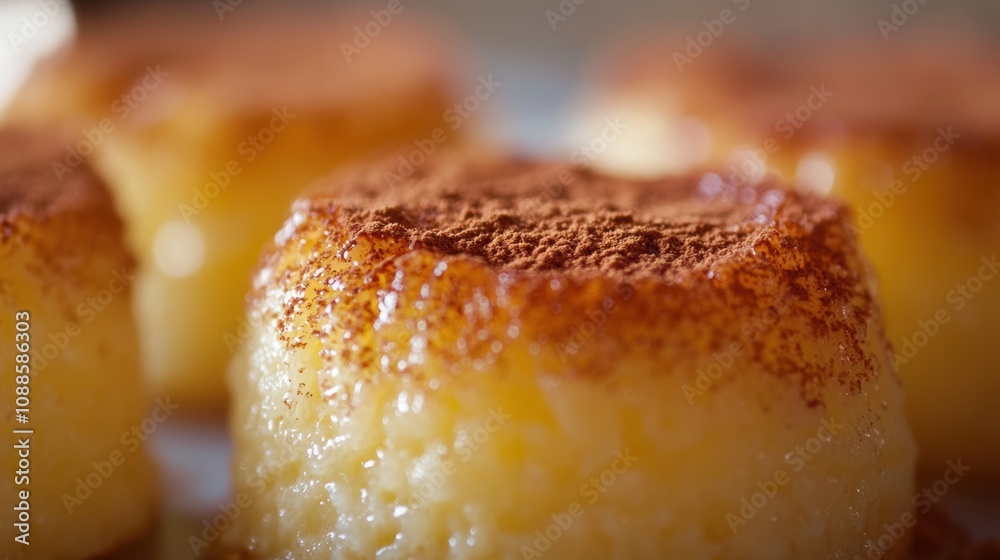 Delicious creamy dessert topped with cocoa powder, featuring a golden brown exterior and a smooth texture, served on a plate, perfect for indulgent treats and celebrations. Delicious creamy dessert topped with cocoa powder, featuring a golden brown exterior and a smooth texture, served on a plate, perfect for indulgent treats and celebrations.
