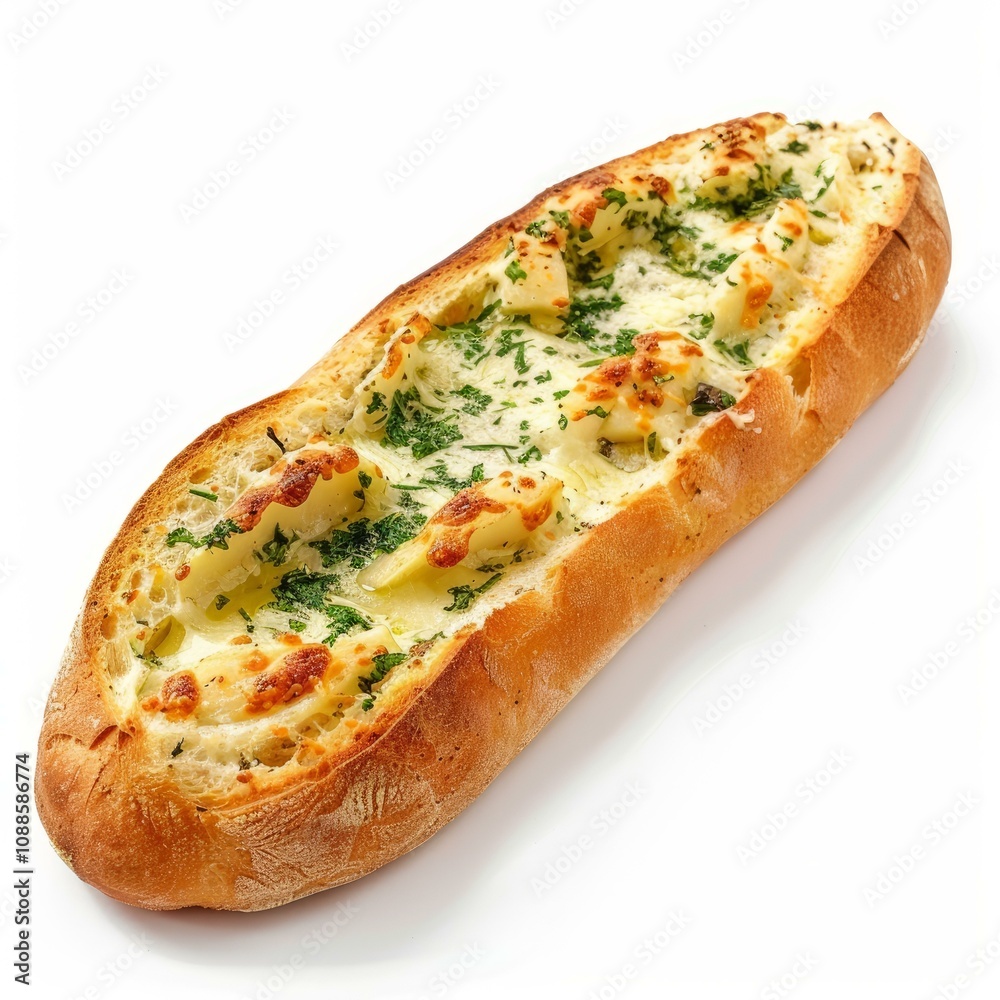 Delicious homemade garlic bread with herbs and melted cheese Delicious homemade garlic bread with herbs and melted cheese