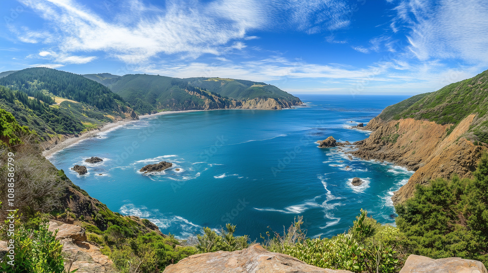 Fototapeta premium Panoramic view of the sea and sky