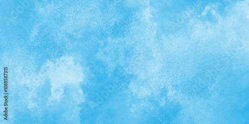 Sky blue watercolor background with watercolor stains,Hand painted abstract soft sky blue watercolor sky and clouds,Set of vector pastel color paint stain,Background with clouds on blue sky.