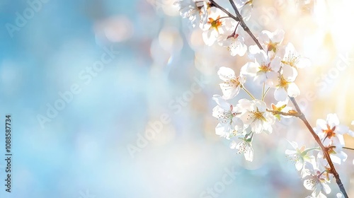 Delicate Cherry Blossoms in Soft Pastel Spring Light Outdoors