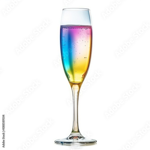 Rainbow cocktail standing on white background in studio