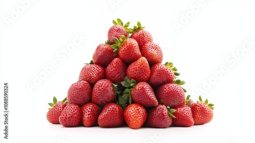 A stack of plump, ripe strawberries arranged in a tempting pyramid, Their deep red hue inviting indulgence photo