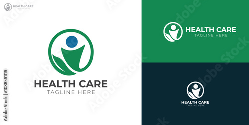green and blue health and medical logo