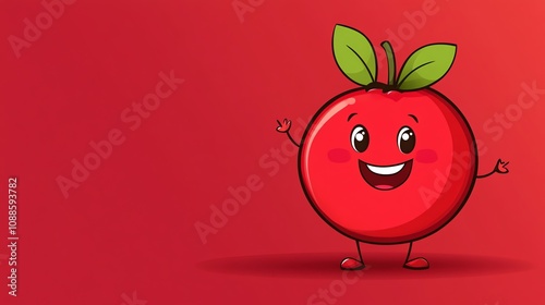 A cartoon apple with a happy face.