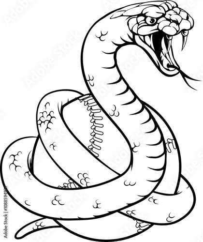A snake animal baseball or softball sports team cartoon mascot