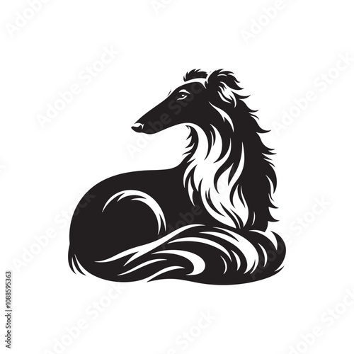 Borzoi Vector Silhouette - Minimalist Borzoi Illustration - Vector of Borzoi.