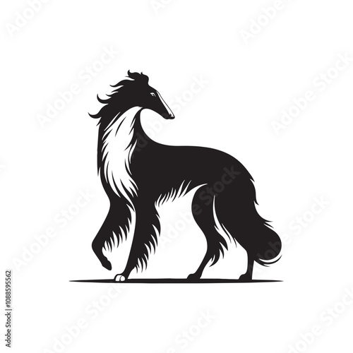 Borzoi Vector Silhouette - Minimalist Borzoi Illustration - Vector of Borzoi.