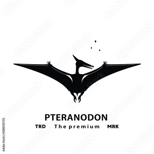vintage hipster flying dinosaur, pteranodon logo vector silhouette art icon