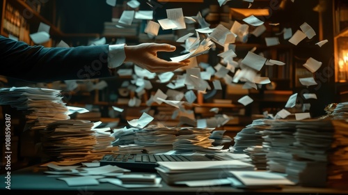 A content writer s hand hovering over the keyboard, stressed by urgent content revisions and tight schedules close up, minimalist desk, realistic, Fusion, revision notes backdrop