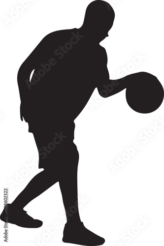 Vector Silhouette Collection: Clean and Bold Designs Set of young African-American basketball player on white background