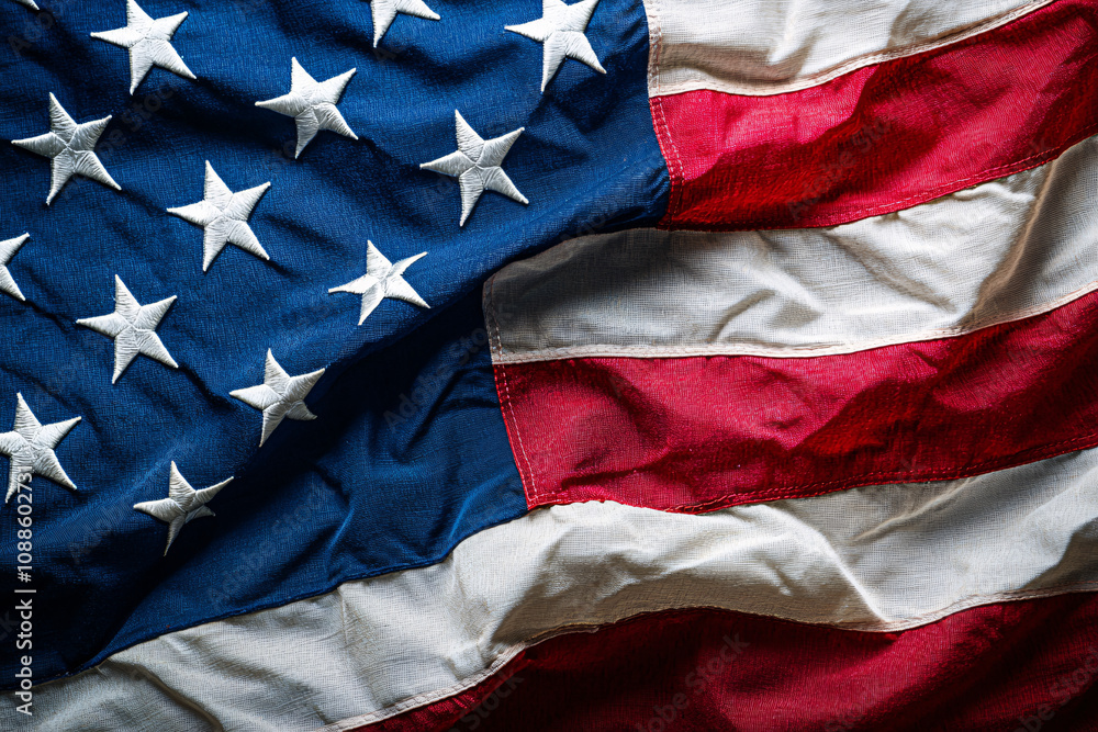 Obraz premium Close-up of an American flag with copy space