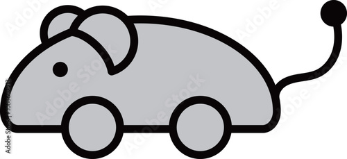 Simple and cute pet line icons of cat toy mouse