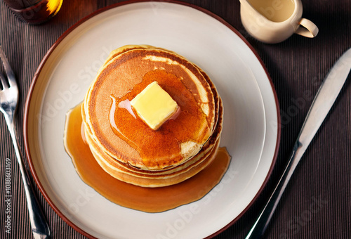 シロップのかかったパンケーキ
