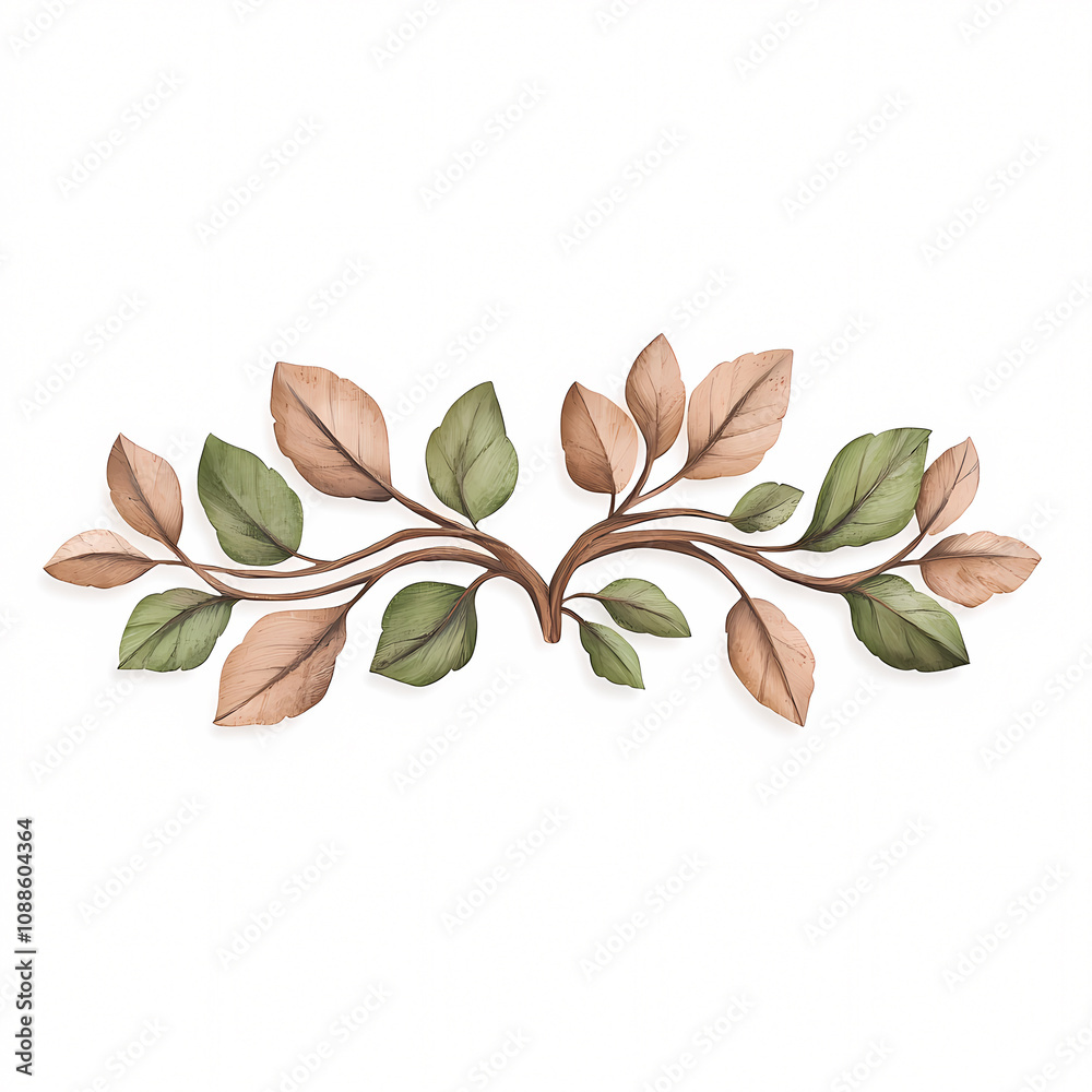 Naklejka premium A stunning decorative piece that brings nature indoors with elegant leaf designs. On white background