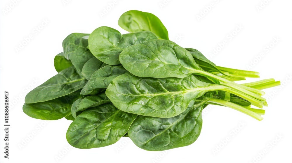 A vibrant, leafy green spinach bunch with its fresh, crisp leaves A vibrant, leafy green spinach bunch with its fresh, crisp leaves